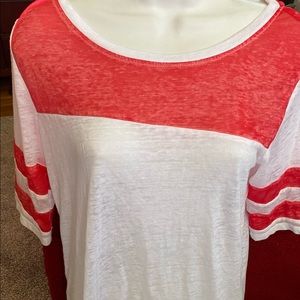 Sporty white & red top So Authentic American Heritage- medium